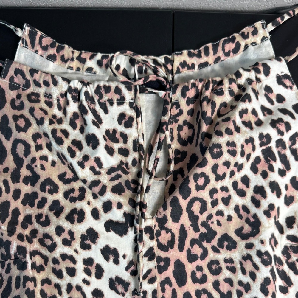 ASOS‎ DESIGN Leopard Print Peplum Cami Top Pink Tan Cotton Keyhole Tie US 2 - Picture 3 of 8